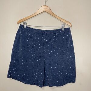 LIZ CLAIBORNE Mini White Star Print Navy Blue Chino Shorts, Size 16